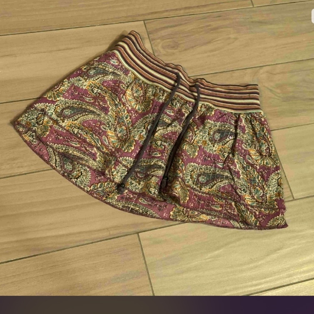 No Boundaries Paisley Mini Skirt - Pink and Brown JUNIORS XS